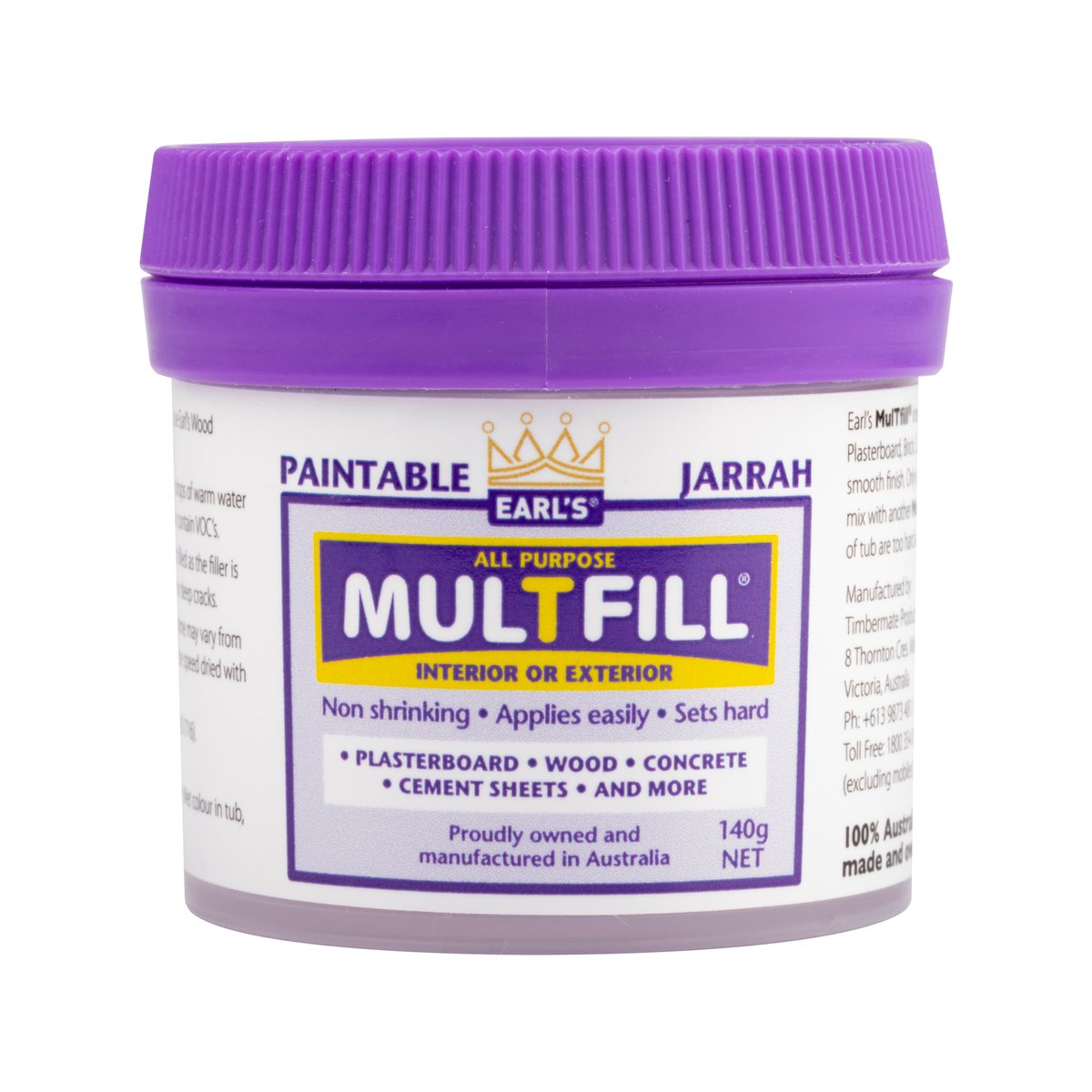 Earl S 140g Jarrah Multfill Ready to Use Filler - Fine Filler - Durable - SuperSaverAU - view 1