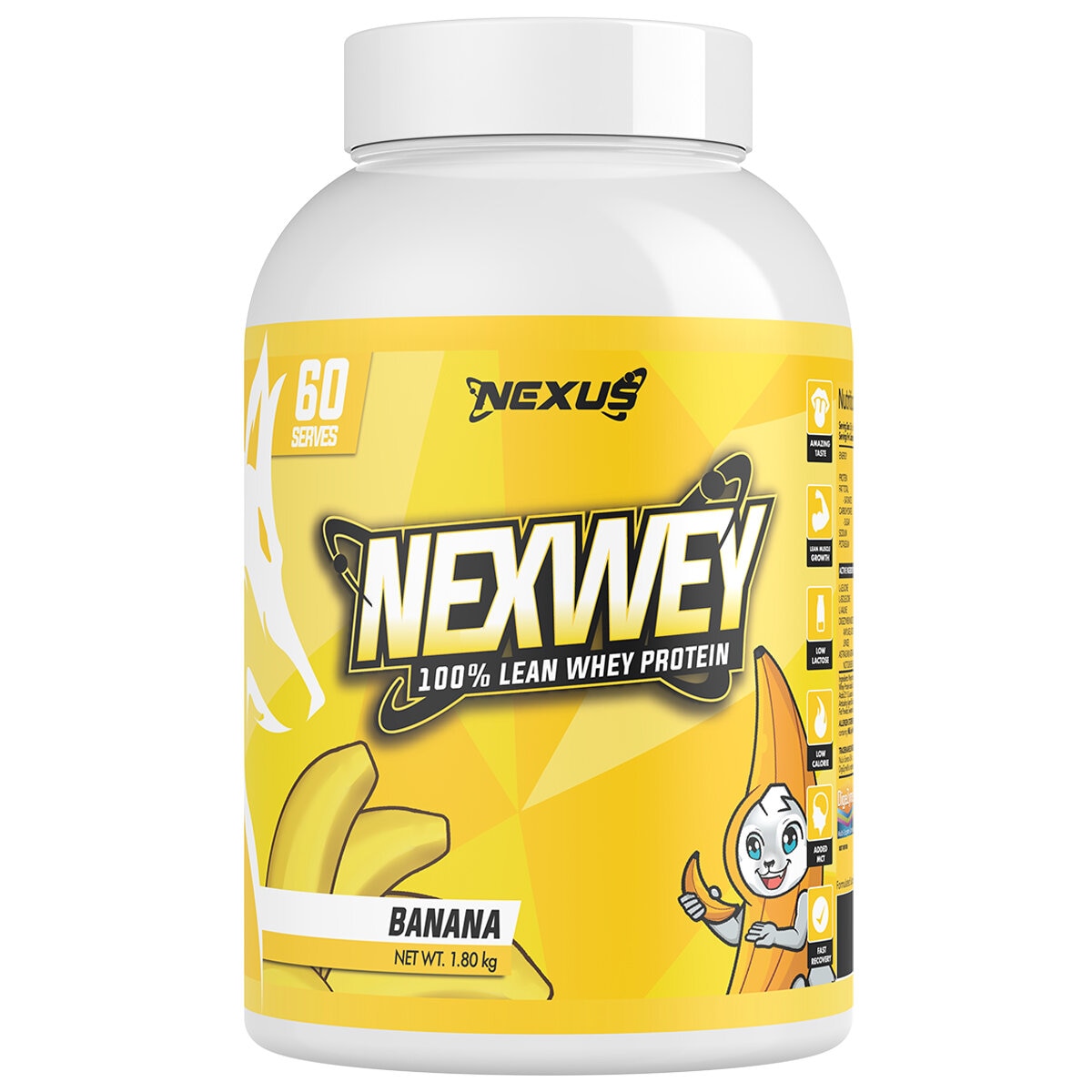 Nexus Sports Nutrition Nexwhey WPI/WPC Protein Isolate Banana 1.8kg - Lean Muscle Growth, Low Calorie, Fast Recovery