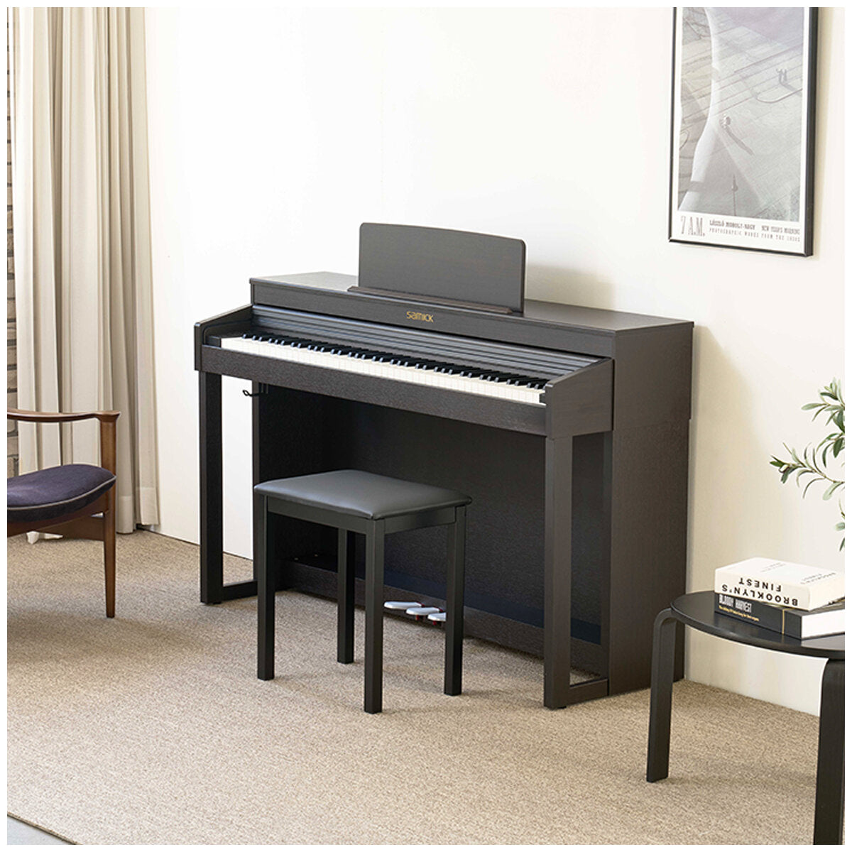 Samick SDP6000R Digital Piano, Rosewood, 88-Key, 60W Sound, USB MIDI, 3-Year Warranty