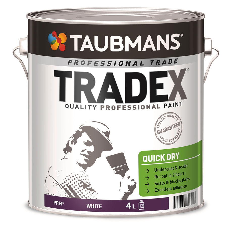 Taubmans Tradex 4L White Oil Based Interior Quick Dry Undercoat & Sealer, Splatter Resistant