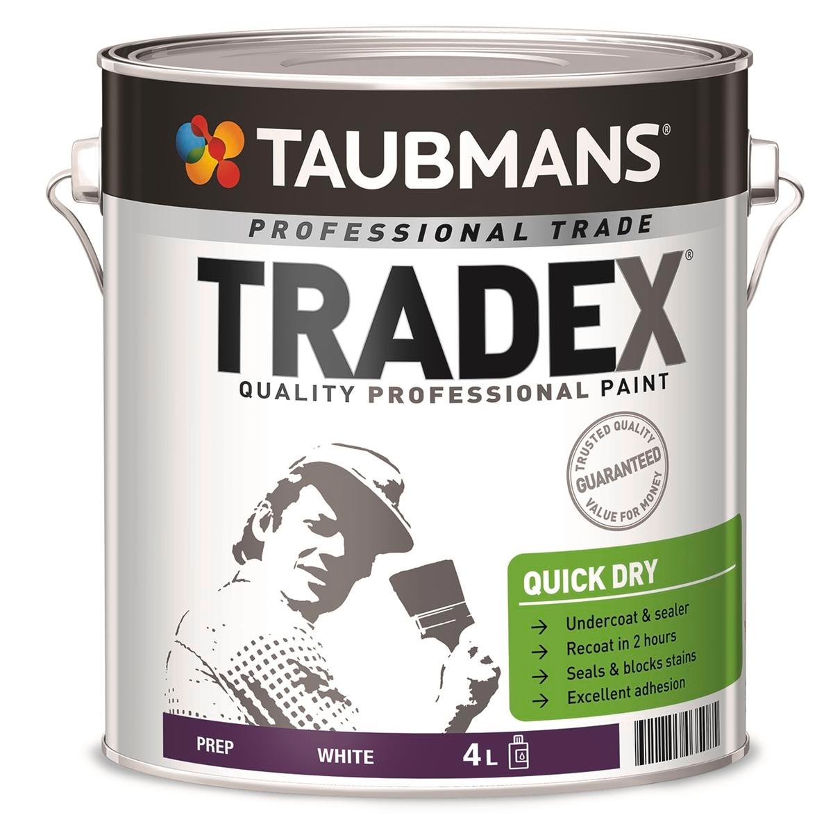Taubmans 4L White Oil Based Tradex Interior Quick Dry Undercoat - Sealer - 180mm x 195mm x 180mm - Quick Drying - Stain Blocking - SuperSaverAU - view 1