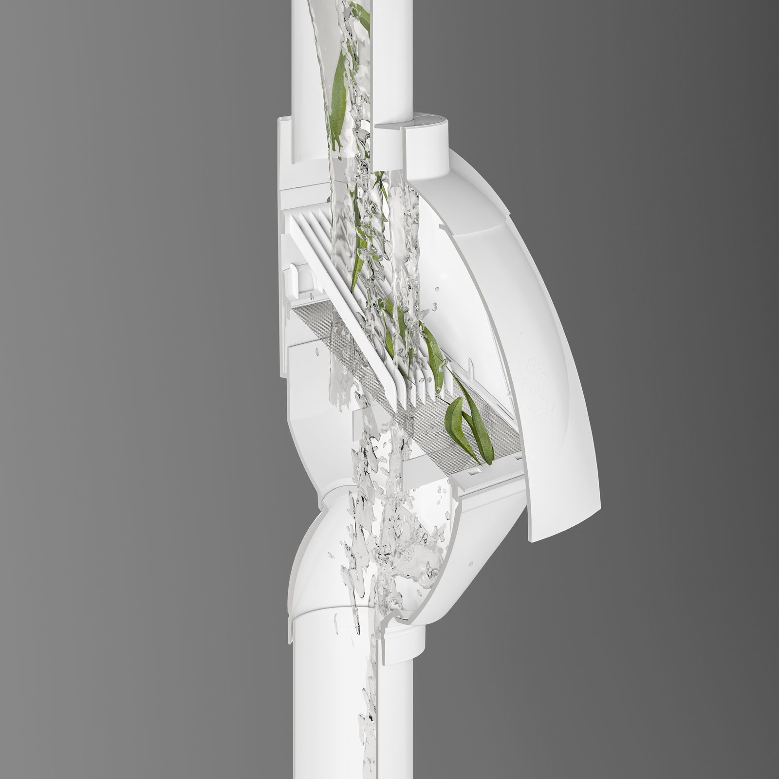 Rain Harvesting Leaf Eater Ultra Rain Head 90mm - White UPVC Downpipe Filter