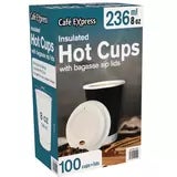 Cafe Express 100 Pack Takeaway Coffee Cups with Lids 236ml Double Wall — image 7