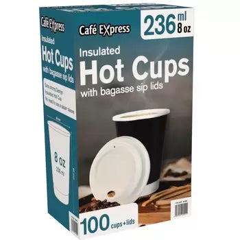 Cafe Express 100 Pack Takeaway Coffee Cups with Lids 236ml Double Wall — image 8