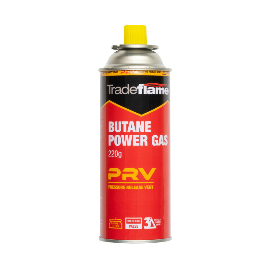 Tradeflame Butane Power Gas 220g Bayonet Cartridge with PRV