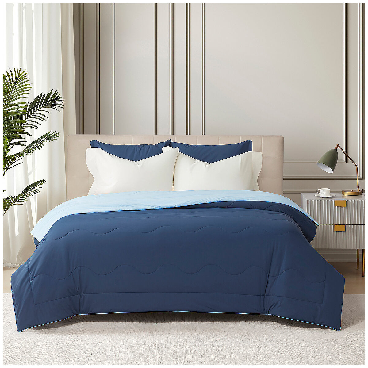 Hotel Grand EternaCool Cooling Comforter Queen 130511 - Dress Blue, Lightweight, Machine Washable