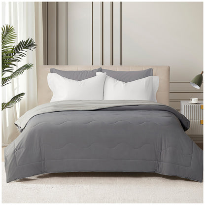 Hotel Grand EternaCool Cooling Comforter Queen Grey 130511 - Lightweight, Cool Touch, Machine Washable