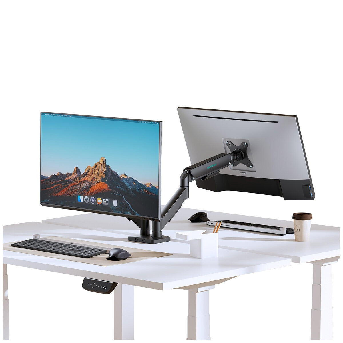 mbeat Activiva Ergolife Dual-Screen Gas Spring Monitor Arm ACA-MMA-DGC22K, 17-32" VESA, 360° Rotation