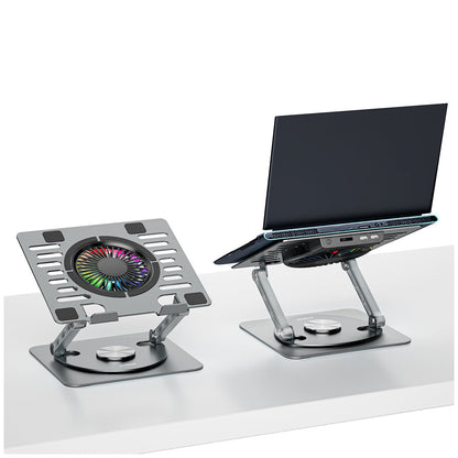 mbeat Stage S8 Rotating Laptop Stand with RGB Fan, USB Ports, Ergonomic Design - MB-STD-S8GRY
