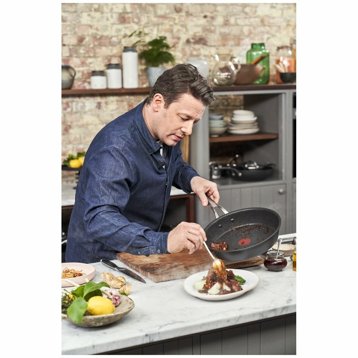 Tefal Jamie Oliver Cook's Classics 2 Piece Hard Anodised Non-Stick Induction Frypan Set - H912S217