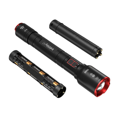 Infinity X1 7000 Lumen Dual Power Rechargeable Flashlight, USB, AA Batteries