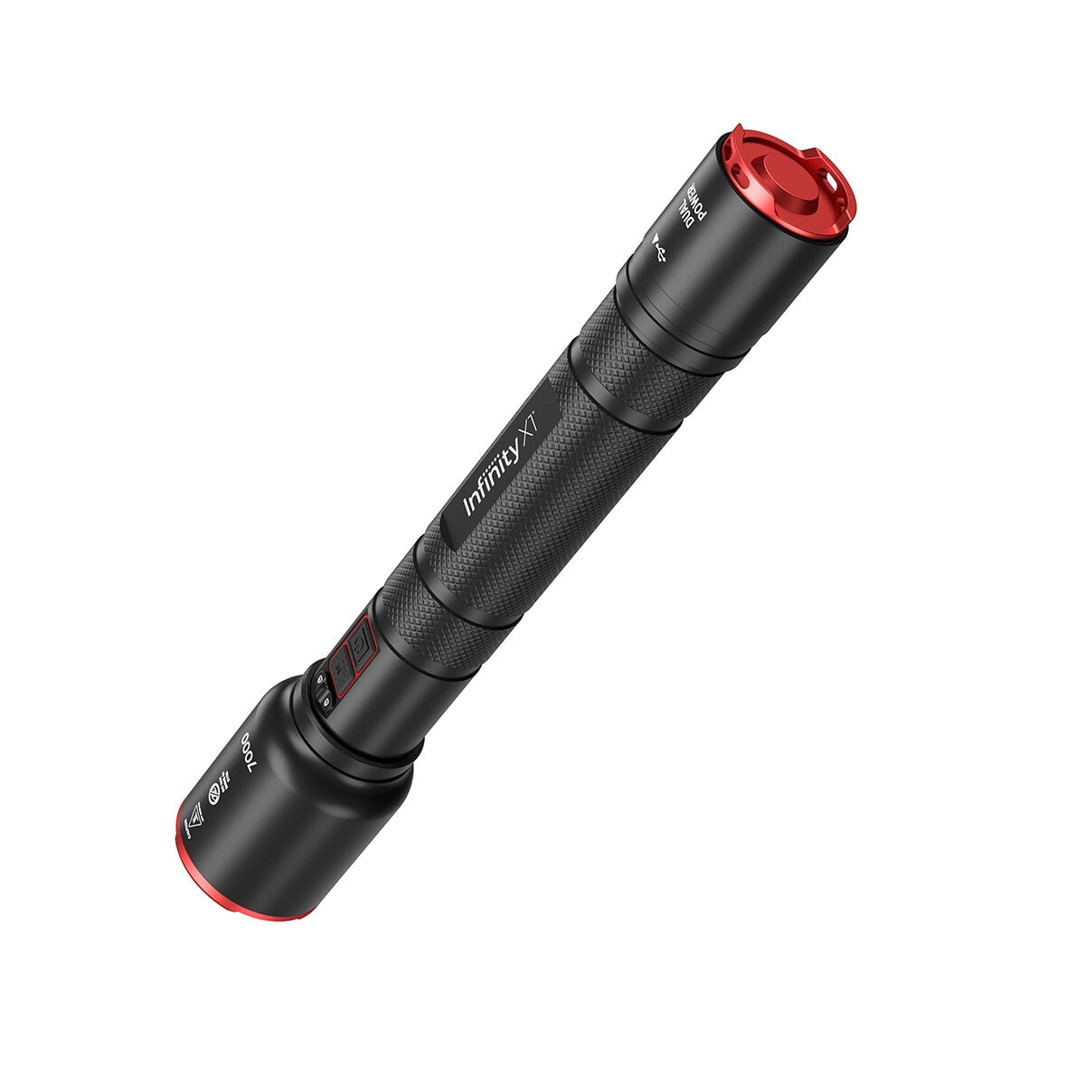 Infinity X1 7000 Lumen Dual Power Rechargeable Flashlight, USB, AA Batteries