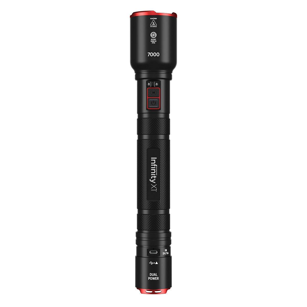 Infinity X1 7000 Lumen Dual Power Rechargeable Flashlight, USB, AA Batteries