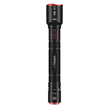 Infinity X1 7000 Lumen Dual Power Rechargeable Flashlight, USB, AA Batteries