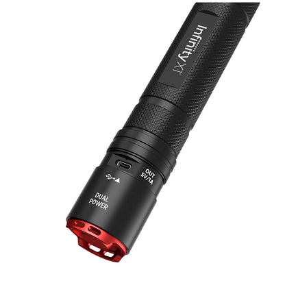 Infinity X1 7000 Lumen Dual Power Rechargeable Flashlight, USB, AA Batteries