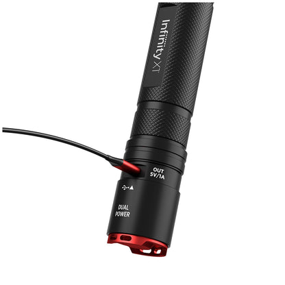 Infinity X1 7000 Lumen Dual Power Rechargeable Flashlight, USB, AA Batteries
