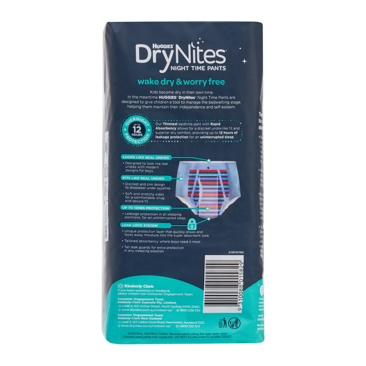 Huggies DryNites Boys Night Pants 8-15 Years 48 Pack - Rapid Absorbency, Model 21507 - SuperSaverAU - view 3