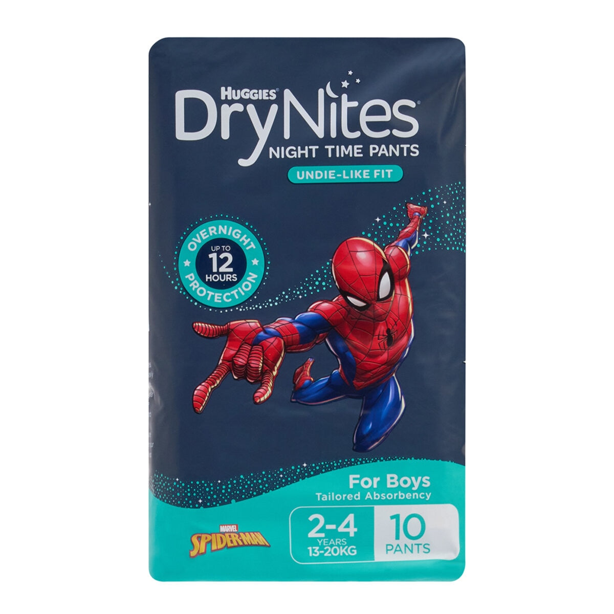 Huggies DryNites Boys Night Pants 2-4Y 60 Pack - Rapid Absorbency, Leak Lock, Model 21489