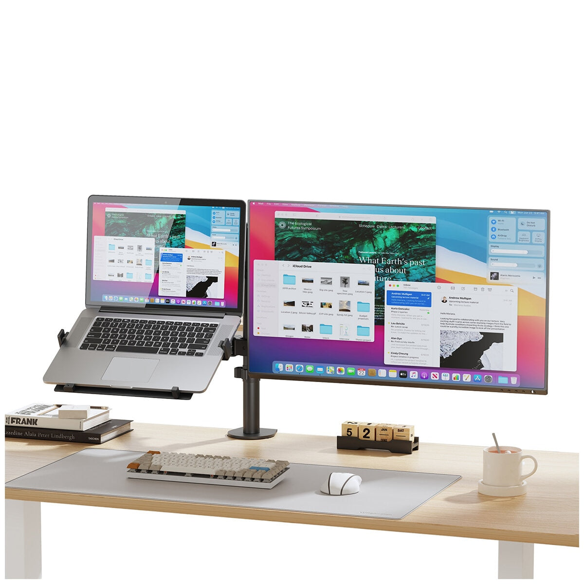 mbeat Dual-Screen Articulating Monitor Arm with Laptop Holder, 13-32 inch, Steel - SuperSaverAU - view 5