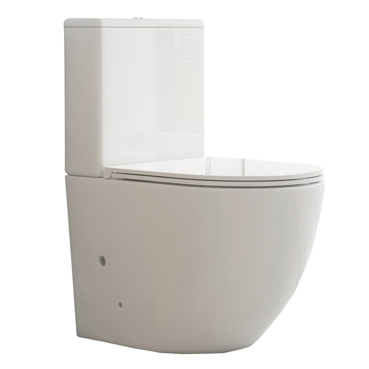 Mercio Pani Back-to-Wall Toilet Suite 4 Star WELS Rimless Flush Gloss White - SuperSaverAU - view 1