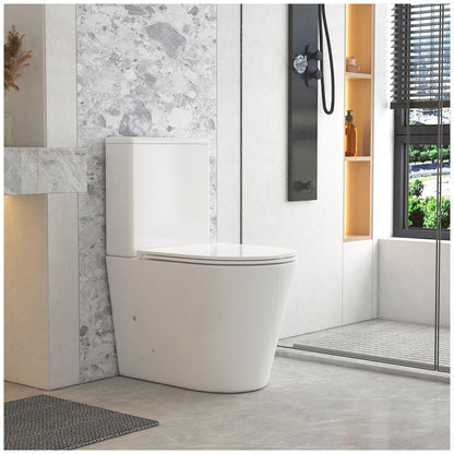 Mercio Pani Back-to-Wall Toilet Suite 4 Star WELS Rimless Flush Gloss White