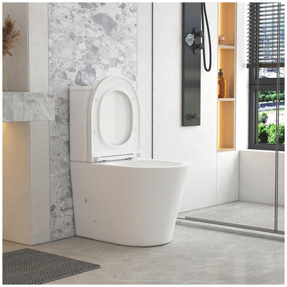 Mercio Pani Back-to-Wall Toilet Suite 4 Star WELS Rimless Flush Gloss White