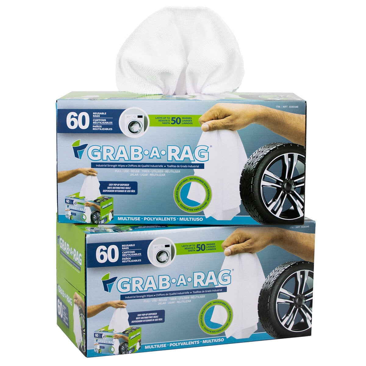 Grab-A-Rag Microfiber 120 Pack MPX-688112 - Ultra-Absorbent, Edgeless Cleaning Rags