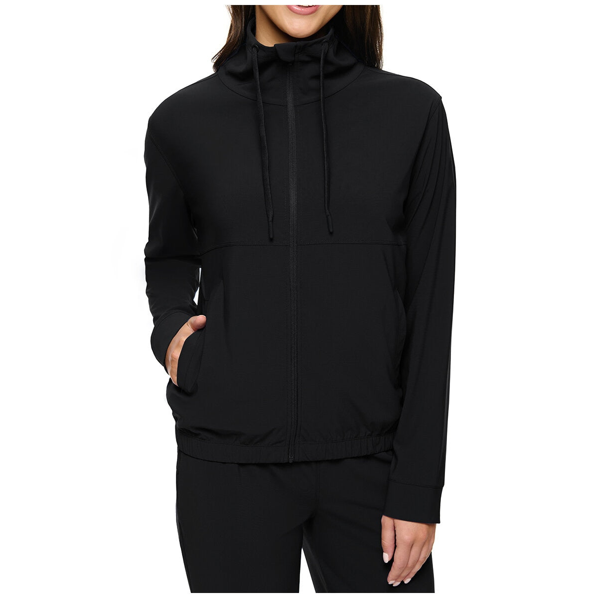 Kirkland Signature Ladies' Active Zip Jacket Black, 4-Way Stretch, Moisture-Wicking, Quick-Dry