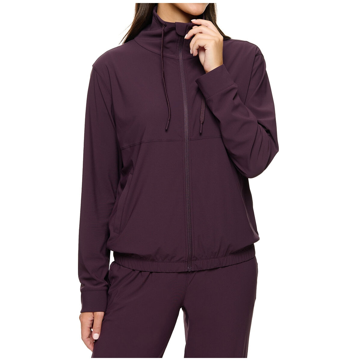 Kirkland Signature Ladies Active Zip Jacket Prune, 4-Way Stretch, Moisture-Wicking
