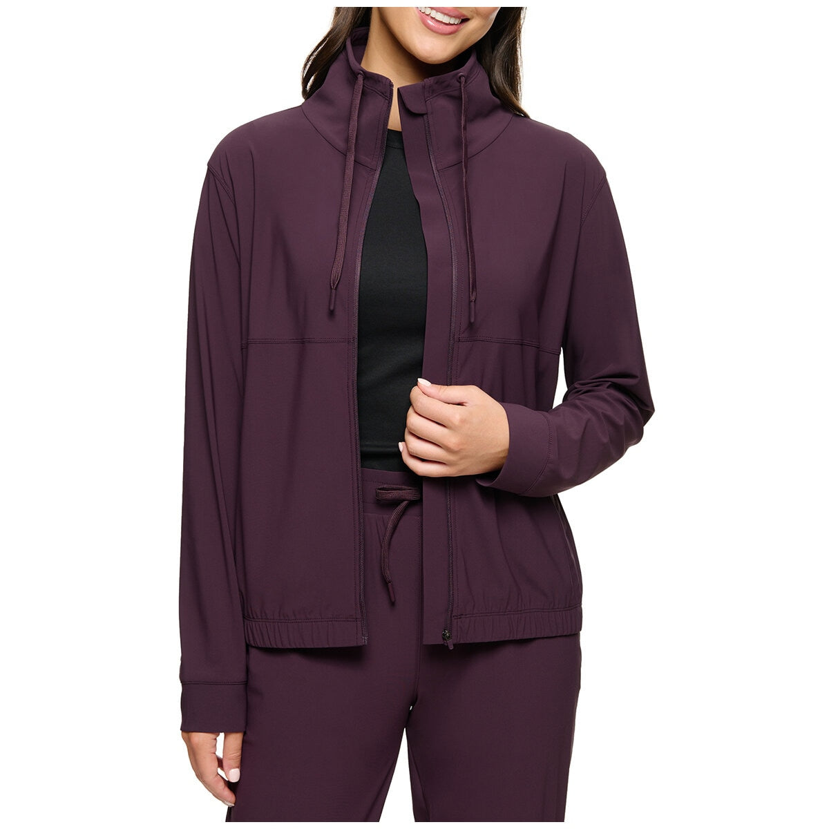 Kirkland Signature Ladies Active Zip Jacket Prune, 4-Way Stretch, Moisture-Wicking