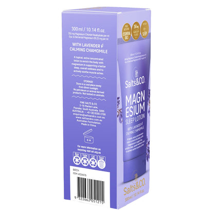 Salts & Co Magnesium Sleep Lotion 300ml - 35% Magnesium, Vegan, 350mg/ml, All Ages