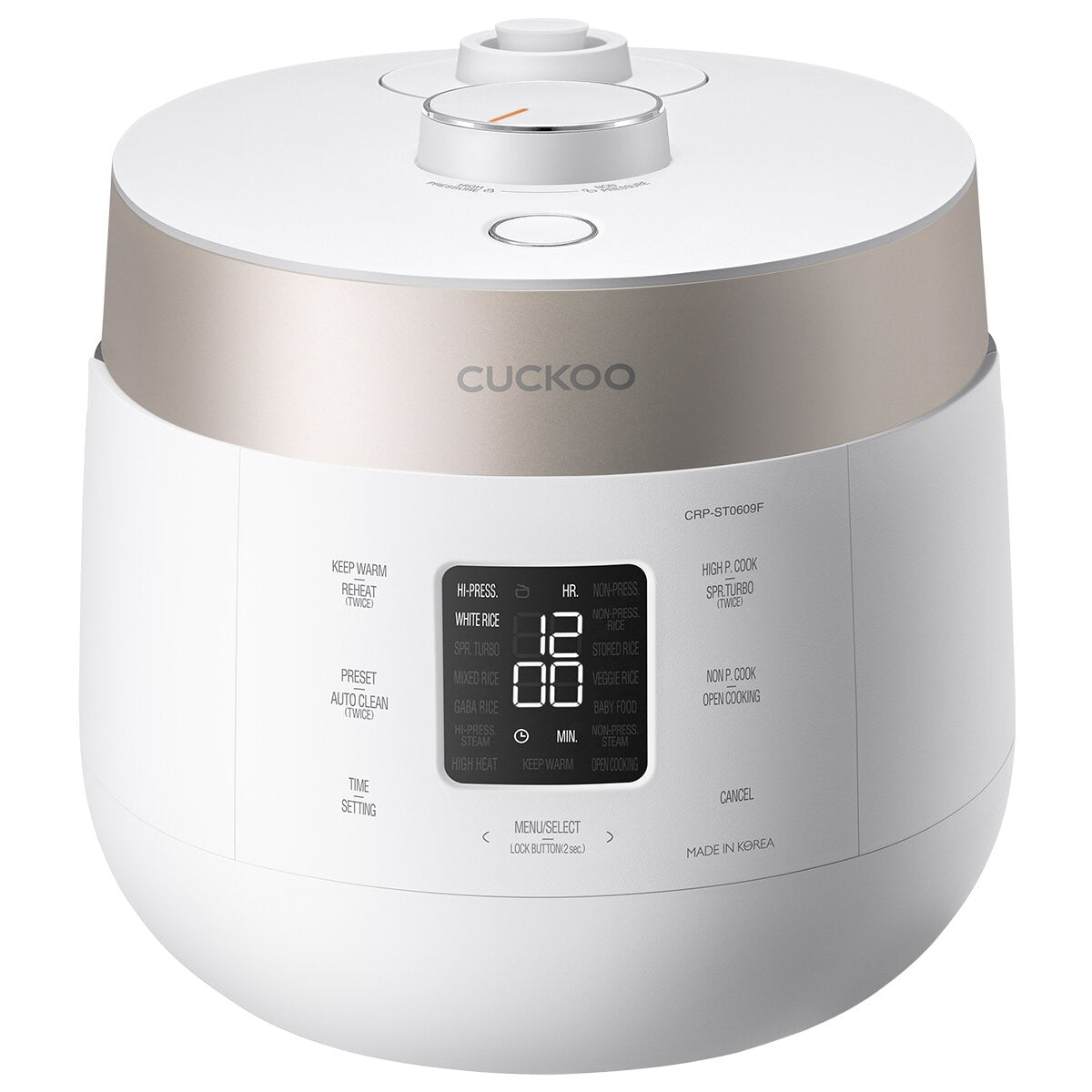 Cuckoo 6-Cup Twin Pressure Rice Cooker CRP-ST0609F, 16 Modes, Smart Tech, Non-Stick Pot