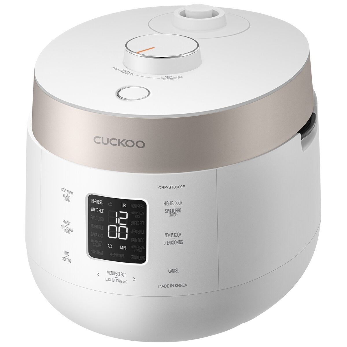 Cuckoo 6-Cup Twin Pressure Rice Cooker CRP-ST0609F, 16 Modes, Smart Tech, Non-Stick Pot