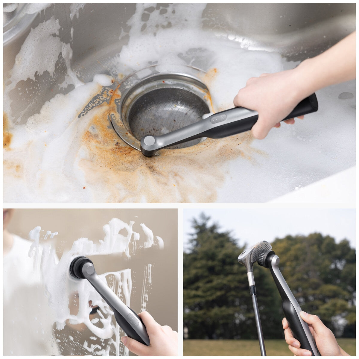 HOTO Wand Cordless Spin Scrubber QWQJA07, 210 Min Runtime, IPX7 Waterproof, 5 Scrub Heads