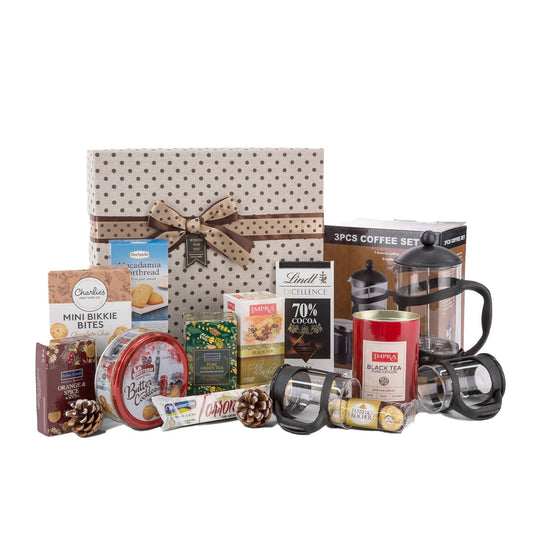 Interhampers Morning Tea GiftBox Hamper - Elegant Tea & Coffee Set, 2.5kg, Australia