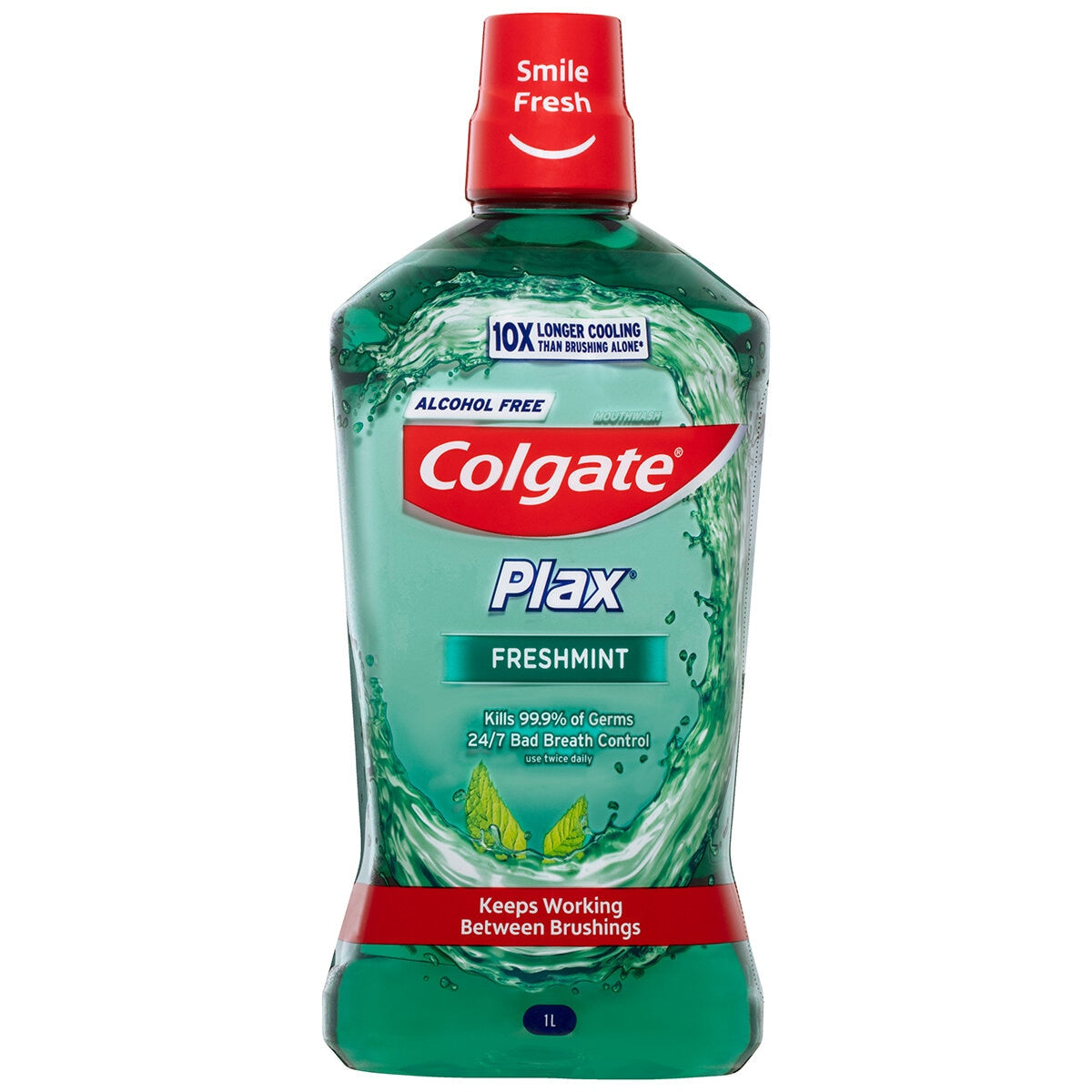 Colgate Plax Freshmint Mouthwash 3x1L, Alcohol-Free, 24hr Breath Control, Plaque Protection