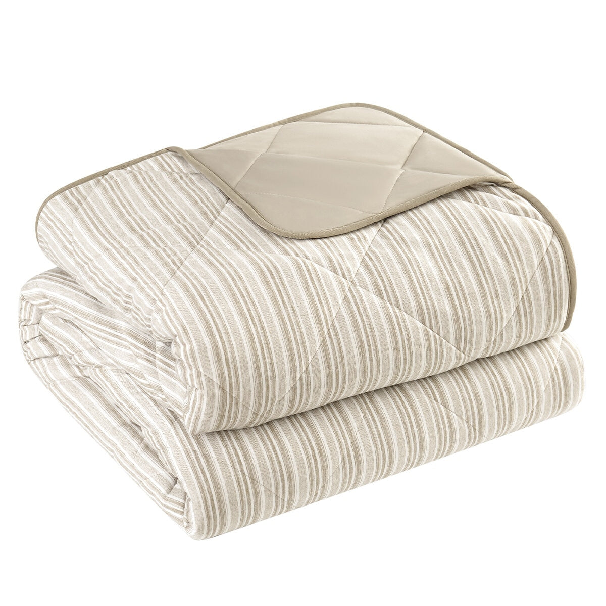 Pem America Cooling Blanket Queen Tan - Soft Jersey, Reversible, Year-Round Use