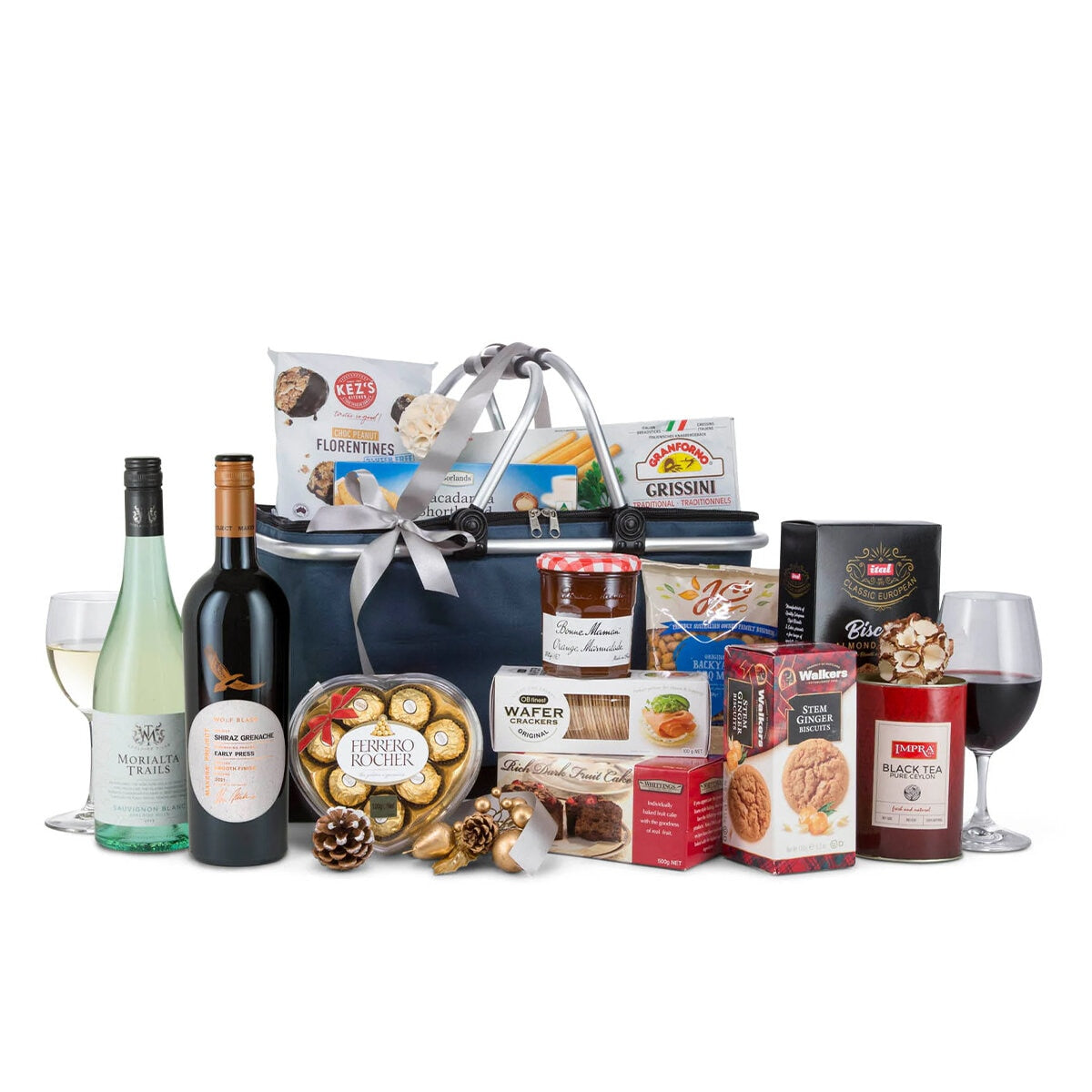 Interhampers Grand Gift Hamper BRO3225: Premium Wines & Gourmet Treats, Foldable Bag