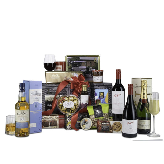 Interhampers Indulgence Hamper BRO5025 - Luxury Spirits, Wines & Gourmet Treats in Designer Chest
