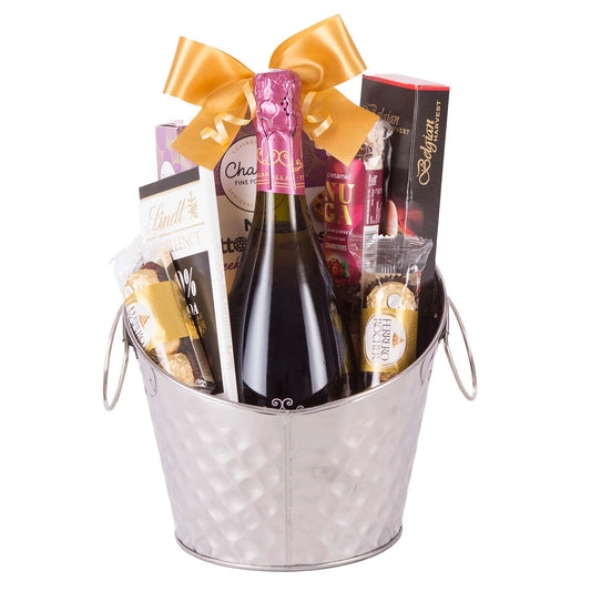 Interhampers Celebration Ice Bucket Gift Hamper BRO625 - Sparkling Wine, Chocolates, Shortbread