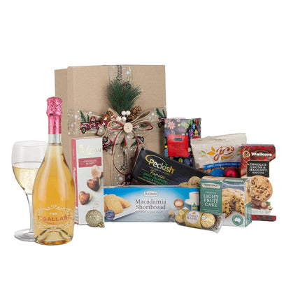 Interhampers Sparkling Christmas Gift Box Hamper BRO1625 - Prosecco, Biscuits, Tea, Cake, Chocolates