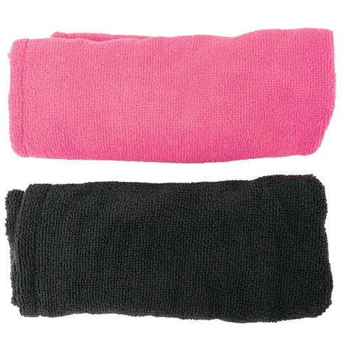 Studio Dry Microfibre Hair Towels 2 Pack SD8176PBCC - Quick Dry, Frizz Reduction, Black/Pink - SuperSaverAU - view 2