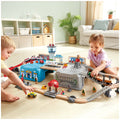 Hape Super Cityscape Transport Set E3773 - 80-Piece Railway with Battery Engine & Accessories - SuperSaverAU - view 1