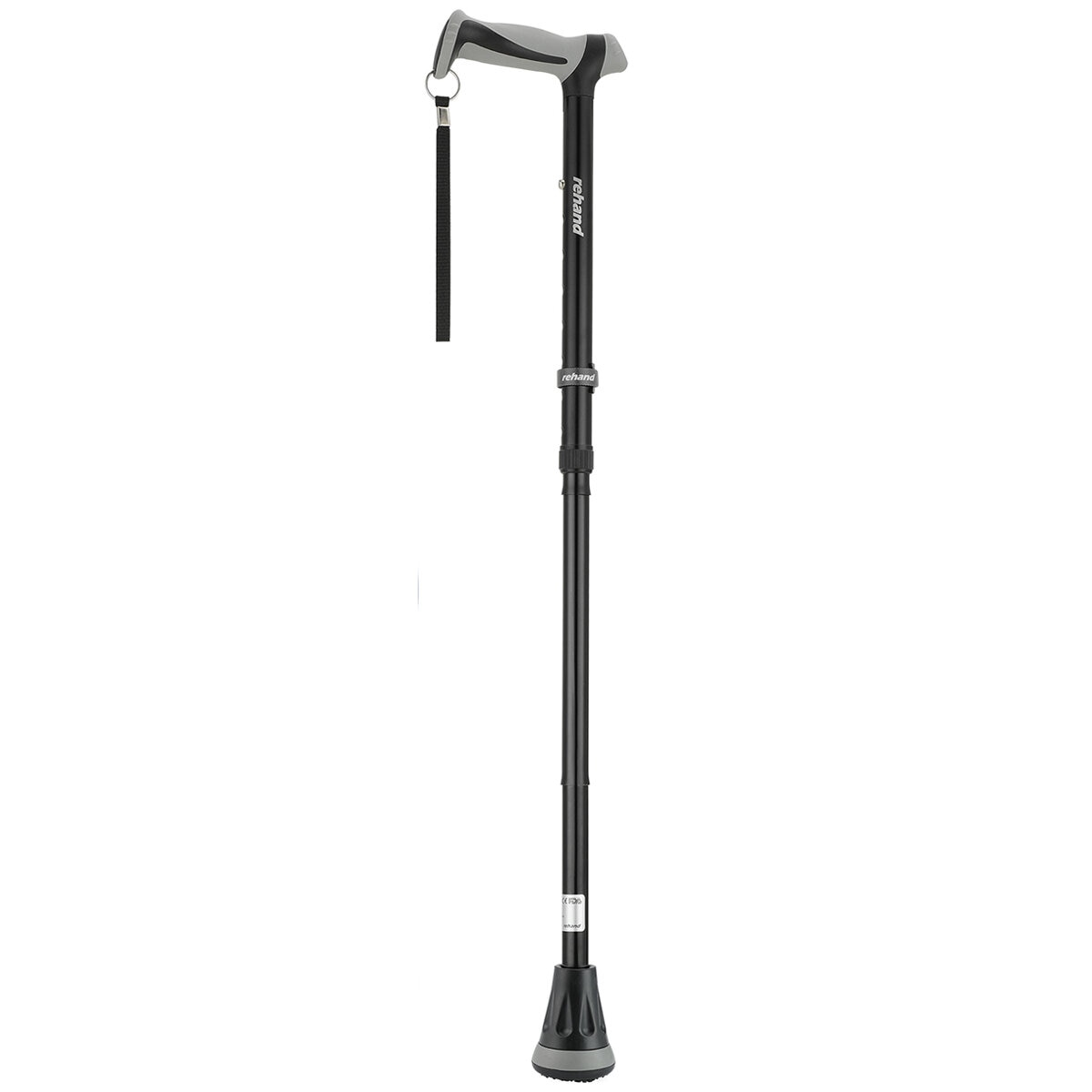 Rehand Walking Stick Black RH100754 - Foldable, Adjustable, Shock Absorption, 158kg Capacity