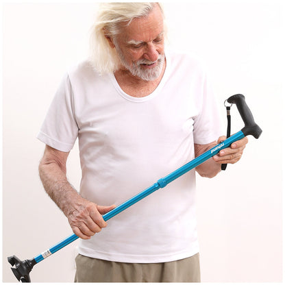 Rehand M-Quad Blue Walking Stick RH1611 - Adjustable, All-Terrain, Ergonomic Handle