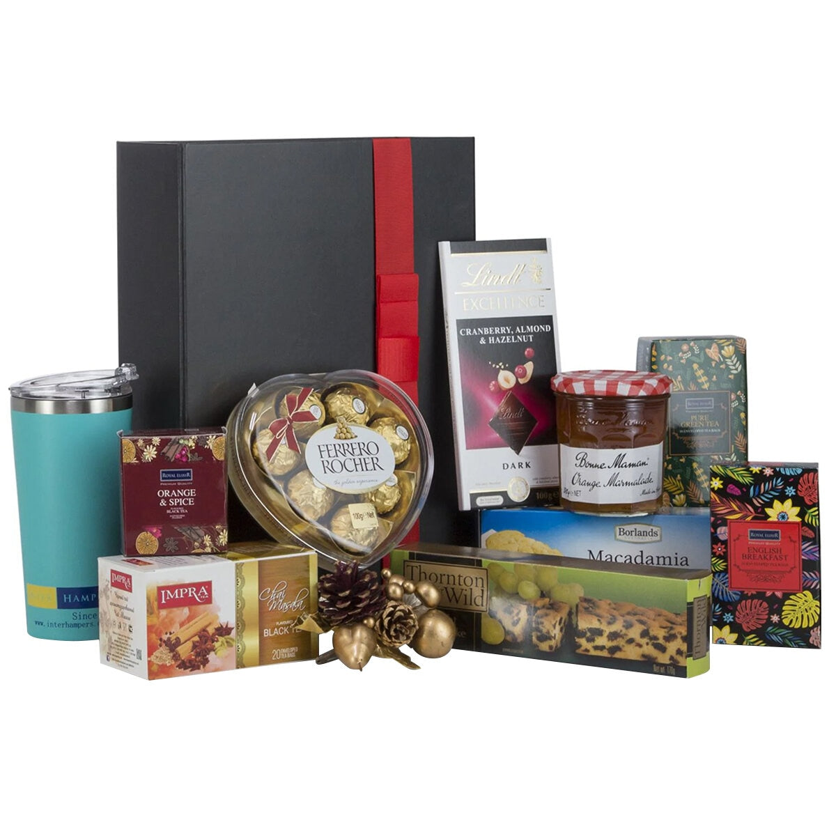 Interhampers Tea Break Giftbox Hamper BRO725 - Insulated Mug, Premium Teas, Treats, 2.4kg