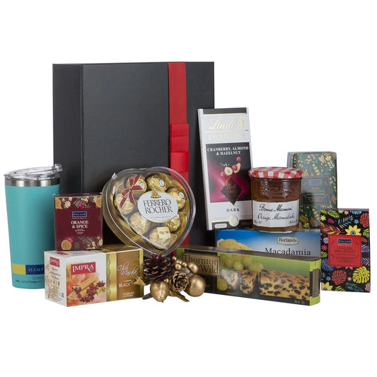 Interhampers Tea Break Giftbox Hamper BRO725 - Insulated Mug, Premium Teas, Treats, 2.4kg