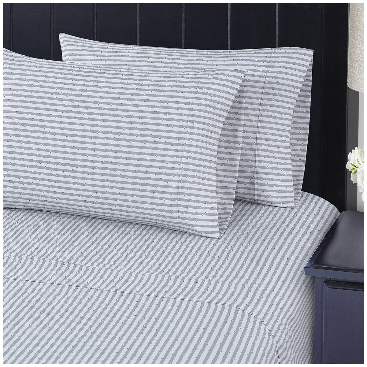 South Point Home Fashions King Single Microfiber Sheet Set - Wavy Stripe Dot, GRS Certified