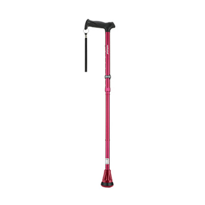 Rehand Walking Stick Red RH100754 - Adjustable, Foldable, Shock Absorbing Cane