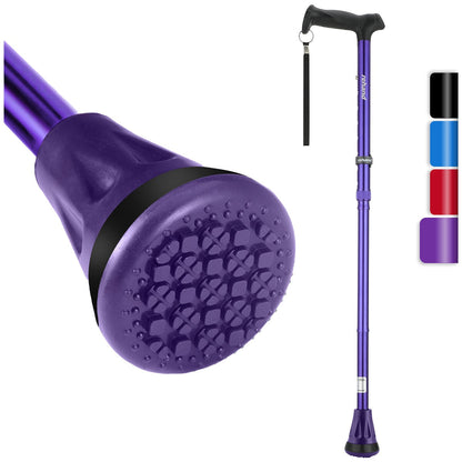 Rehand Walking Stick RH100754 - Purple, Adjustable, Foldable, Shock Absorbing Cane